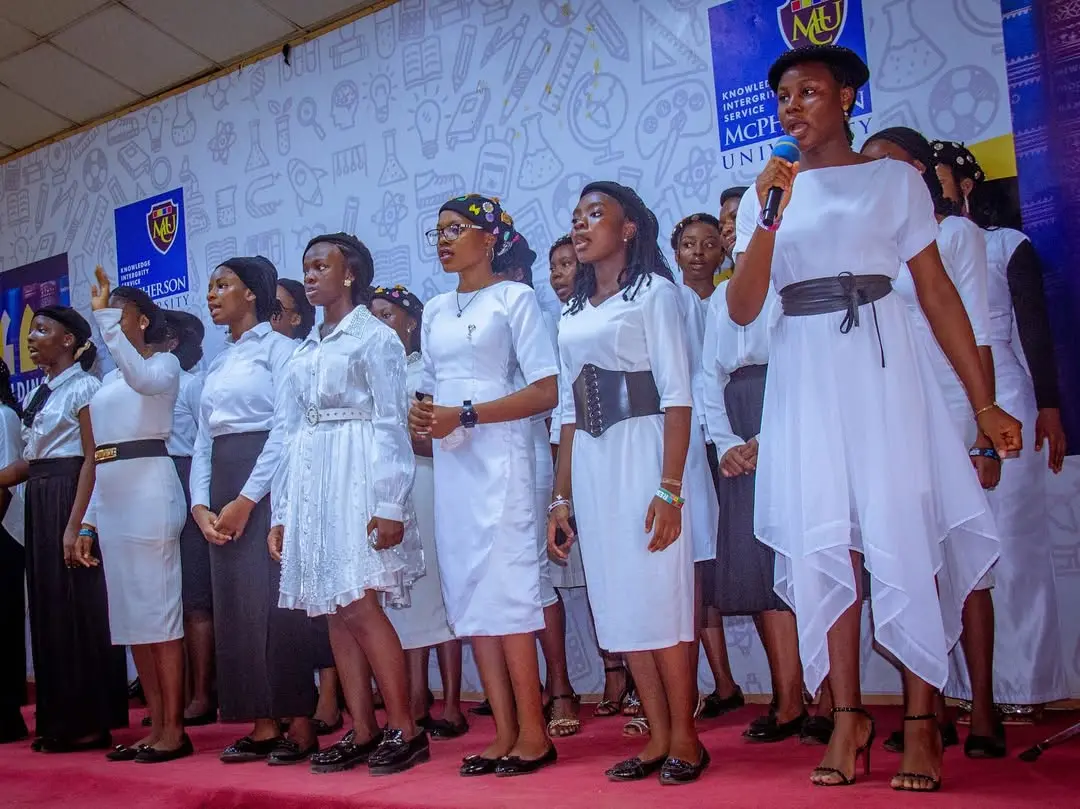 The choir ministering during a service